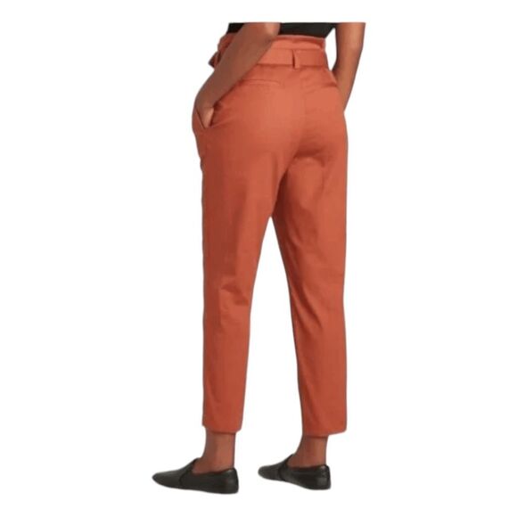 Prologue Cinch Waist Trousers Rust Brown Jacquard Knit Pleated Ankle Pant 2 - Picture 2 of 8